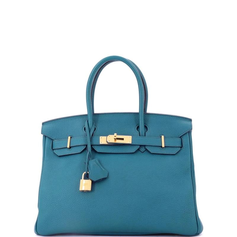 Hermes Birkin Handbag Blue Togo with Gold Hardware 30: Condition: Pre-owned - Fair,Brand: Hermes,Exterior Material: Leather,Style: Totes,Exterior Color: Blue,Department: Women,Size: 30,Accessories: Keys, Dust Bag, Lock, Clochette