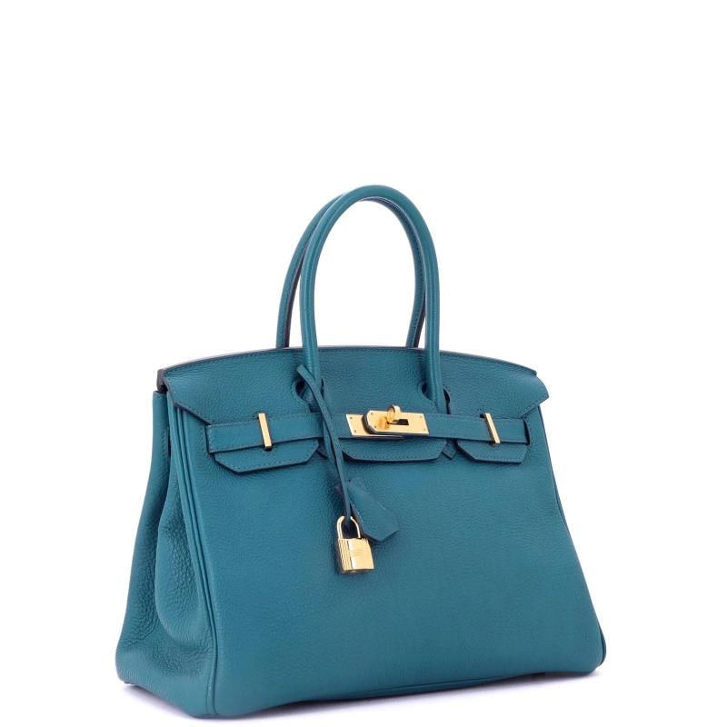 Hermes Birkin Handbag Blue Togo with Gold Hardware 30 - 3