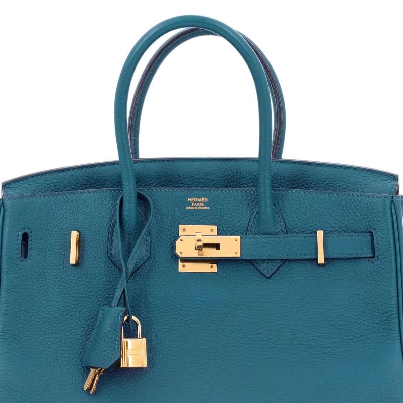 Hermes Birkin Handbag Blue Togo with Gold Hardware 30 - 7