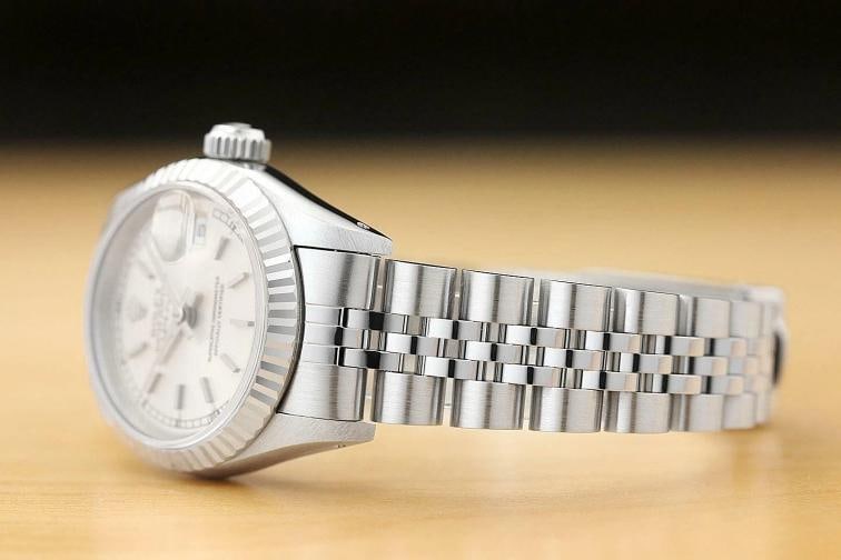AUTHENTIC ROLEX LADIES DATEJUST SILVER DIAL 18K WHITE GOLD STAINLESS STEEL WATCH - 4