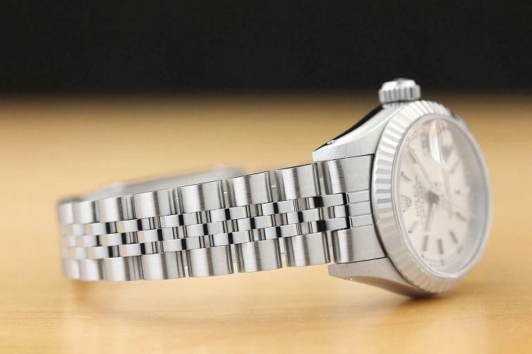 AUTHENTIC ROLEX LADIES DATEJUST SILVER DIAL 18K WHITE GOLD STAINLESS STEEL WATCH - 7