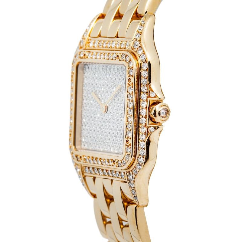 Cartier Panthere 8839 18k YG Factory Bezel Custom Pave Diamond Dial Quartz 27mm - 3