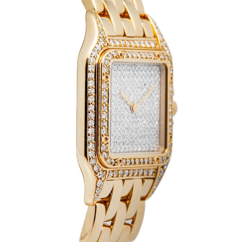 Cartier Panthere 8839 18k YG Factory Bezel Custom Pave Diamond Dial Quartz 27mm - 4