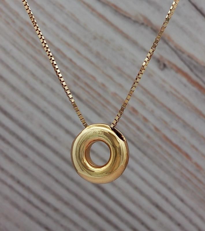 Diamond Donut Pendant Necklace In 14k Yellow Gold - 5