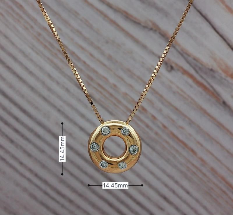 Diamond Donut Pendant Necklace In 14k Yellow Gold - 6