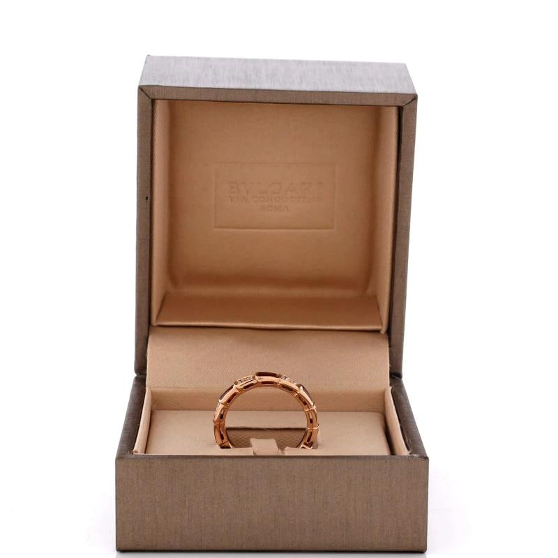 Bvlgari Serpenti Viper Ring 18k Rose Gold and Carnelian with Half Pave Diamonds - 2