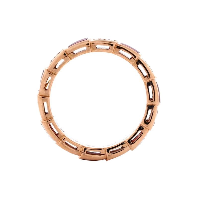 Bvlgari Serpenti Viper Ring 18k Rose Gold and Carnelian with Half Pave Diamonds - 3