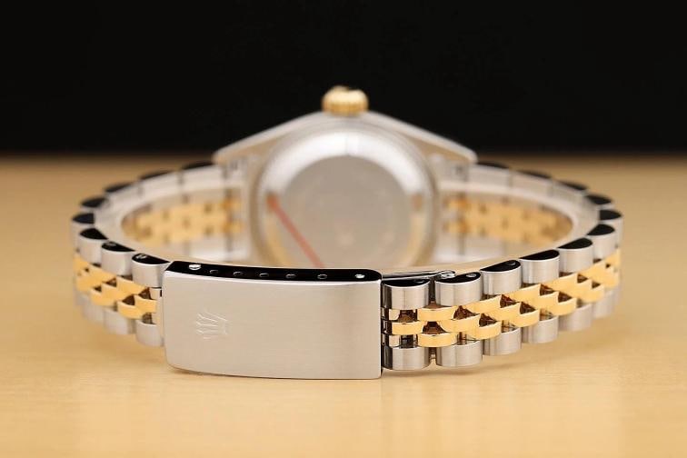 ROLEX DATEJUST 69173 RED VIGNETTE FACTORY DIAMOND 18K GOLD STEEL NO HOLES WATCH - 6
