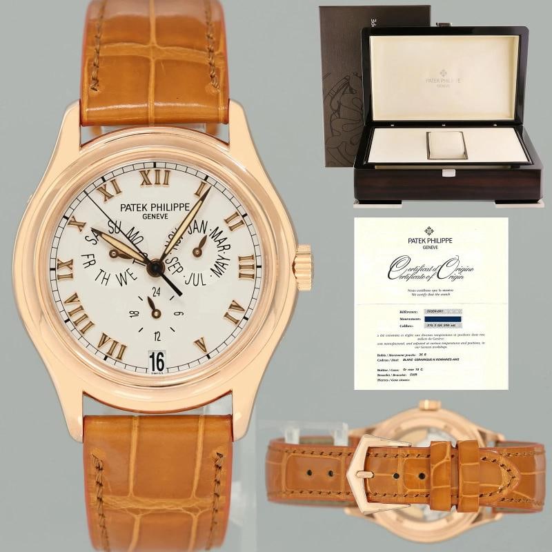 MINT Patek Philippe Rose Gold Annual Calendar 5035r White Roman 37mm Watch Box: Condition: Pre-owned - Excellent,Brand: Patek Philippe,Department: Men,Type: Wristwatch,UPC: Does Not Apply,Country of Origin: Switzerland Watch Details Brand: Patek Philippe Model: Annual Calendar Re