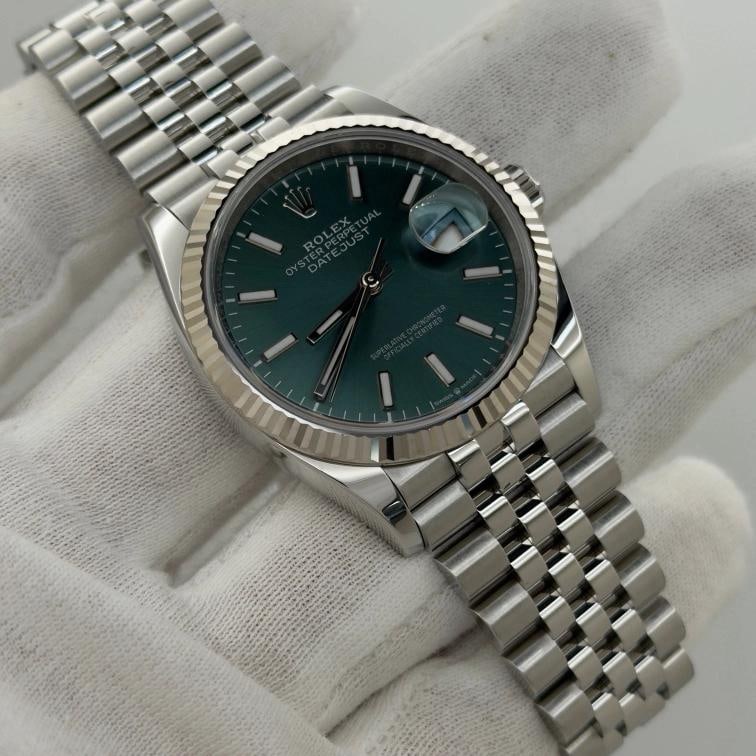 2025 Rolex Datejust 36 126234 Mint Green Dial 18k Gold Steel Jubilee Box Papers - 4