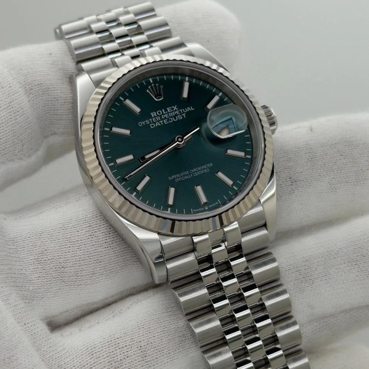 2025 Rolex Datejust 36 126234 Mint Green Dial 18k Gold Steel Jubilee Box Papers - 5