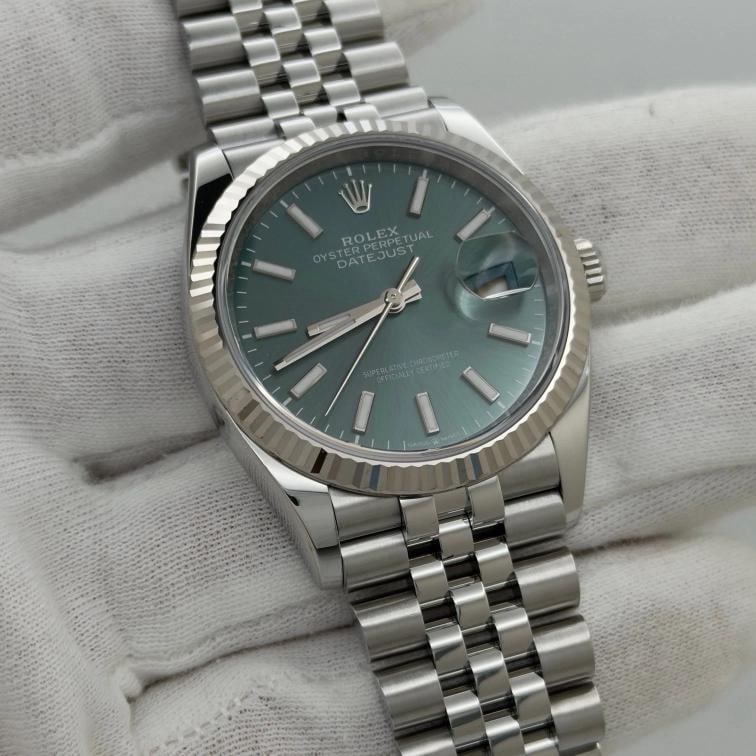 2025 Rolex Datejust 36 126234 Mint Green Dial 18k Gold Steel Jubilee Box Papers - 6