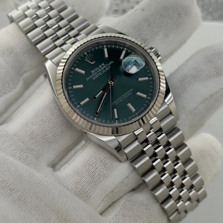 2025 Rolex Datejust 36 126234 Mint Green Dial 18k Gold Steel Jubilee Box Papers - 9