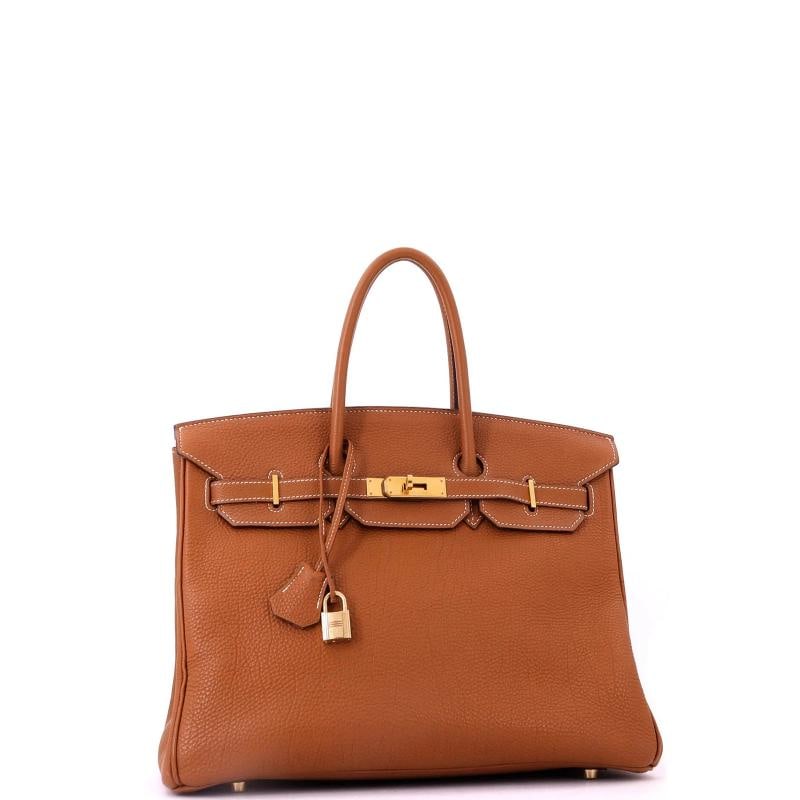 Hermes Birkin Handbag Brown Fjord with Gold Hardware 35 - 2
