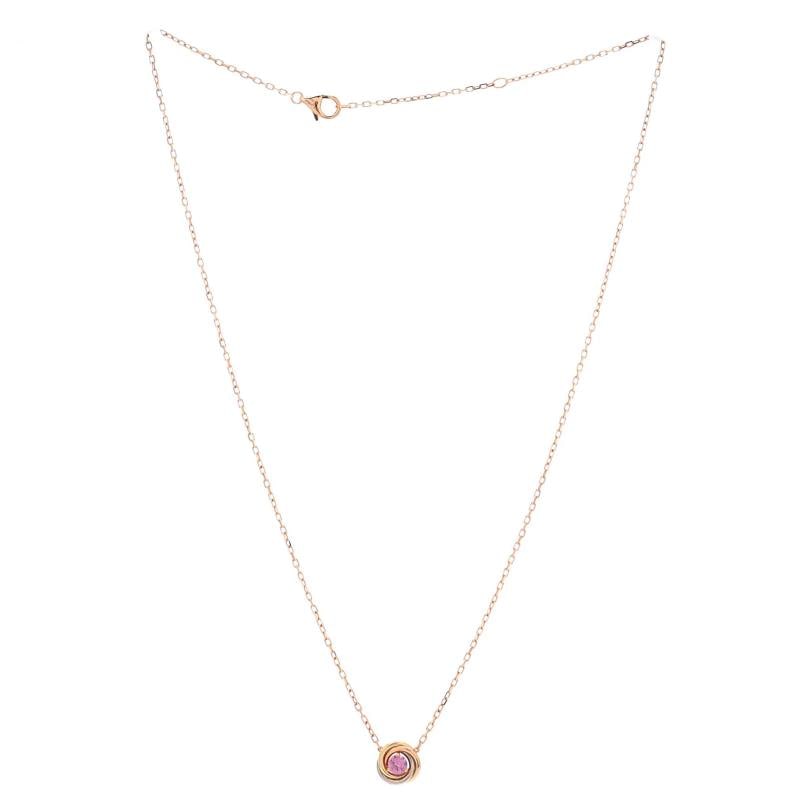 Cartier Trinity Diamond Pendant Necklace 18K Tricolor Gold and Pink Sapphire - 2
