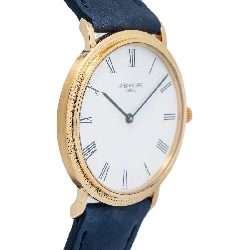 Patek Philippe Calatrava 3954 Quartz 18k Yellow Gold White Dial Unisex 33mm - 4