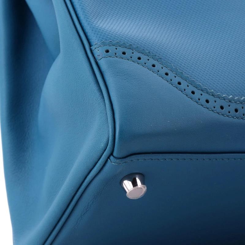 Hermes Kelly Ghillies Handbag Blue Grain d'H and Swift with Palladium Hardware - 8