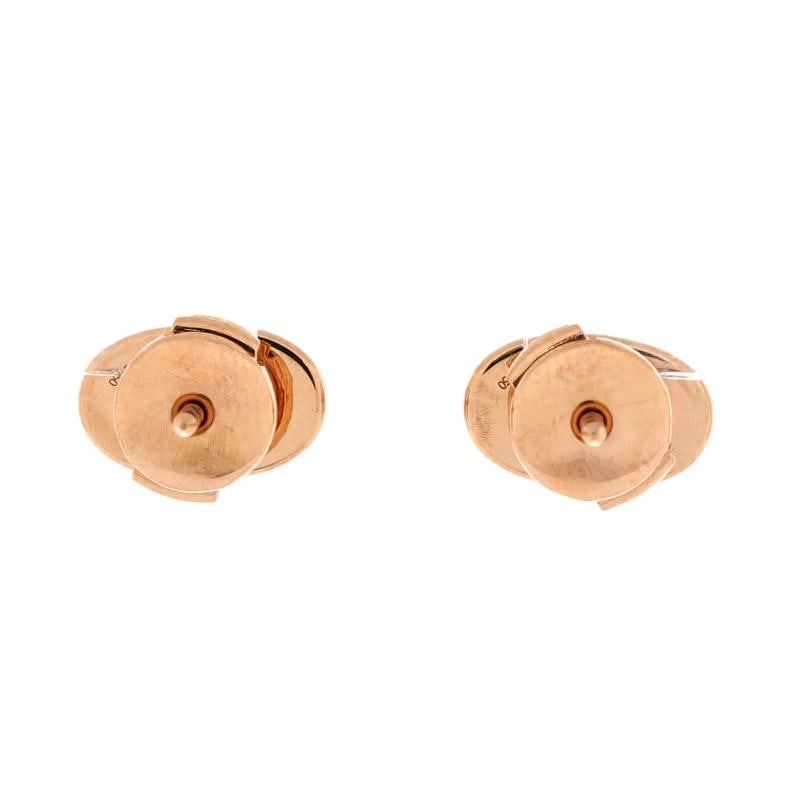 Hermes Chaine d'Ancre Contour Stud Earrings 18K Rose Gold and Diamonds - 3