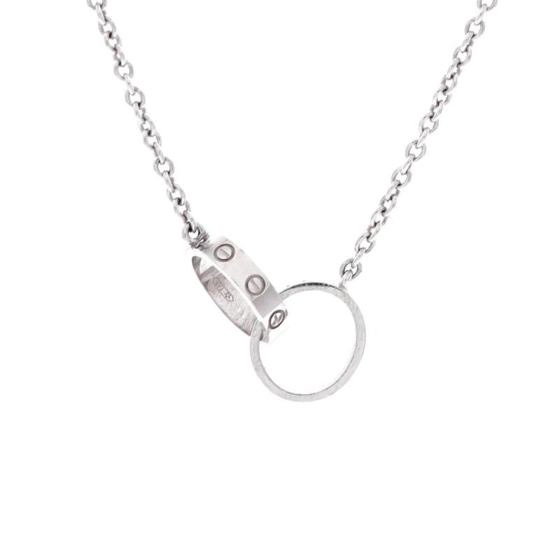 Cartier Love Interlocking Necklace 18K White Gold: Condition: Pre-owned - Good,Brand: Cartier,Main Stone: Unknown,Metal: 18K White Gold,Metal Purity: 18K,Style: Necklace,Type: Necklace,Color: White Gold,Material: 18K White Gold