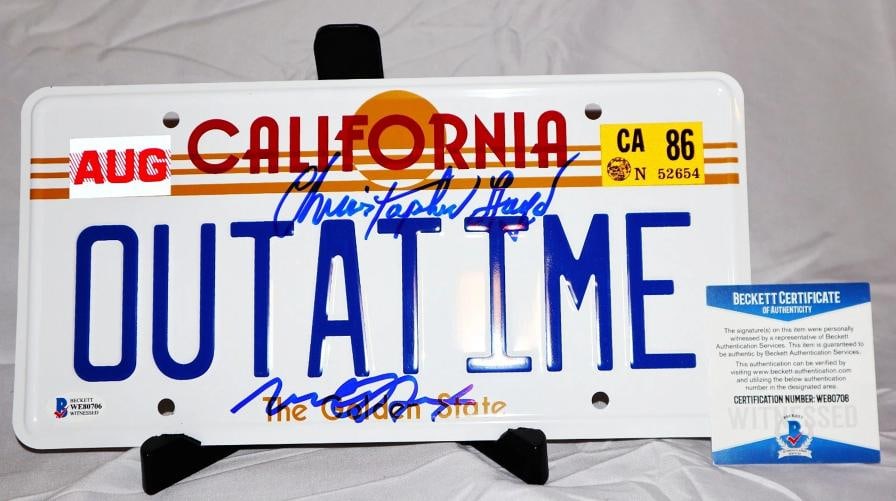 Michael Fox Christopher Lloyd Back To Future Signed License Plate Beckett PSA (1 of 1)