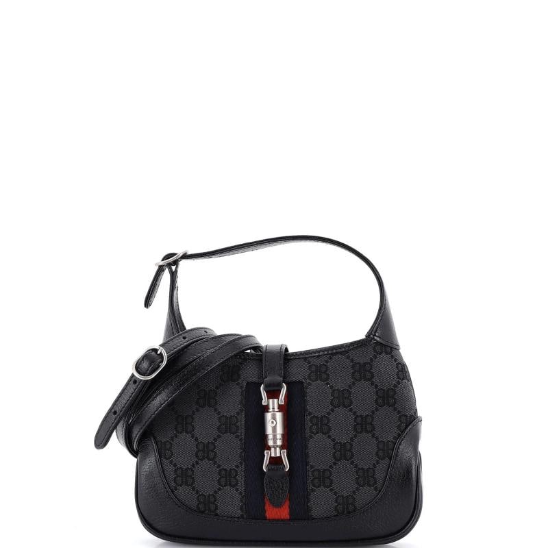Balenciaga x Gucci The Hacker Project Jackie 1961 Hobo BB Canvas Mini: Condition: Pre-owned - Good,Brand: Balenciaga,Exterior Material: Canvas Plain, Leather,Style: Hobos,Exterior Color: Black,Department: Women,Size: Mini,Accessories: Dust Bag, With Strap Condition: Very