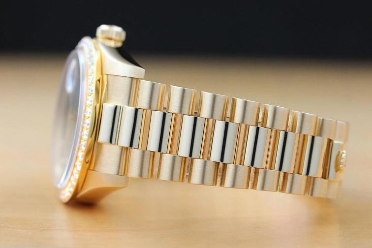 ROLEX DAY-DATE 18038 BLACK FACTORY DIAMOND 18K GOLD PRESIDENT 1.6 CT BEZEL WATCH - 5