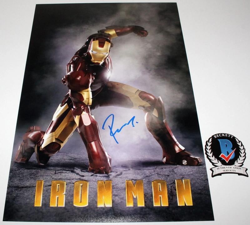 ROBERT DOWNEY JR SIGNED AVENGERS 'IRON MAN' 12x18 MOVIE POSTER BECKETT BAS COA - 2