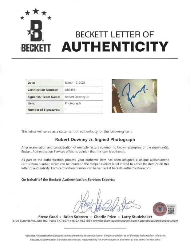 ROBERT DOWNEY JR SIGNED AVENGERS 'IRON MAN' 12x18 MOVIE POSTER BECKETT BAS COA - 4
