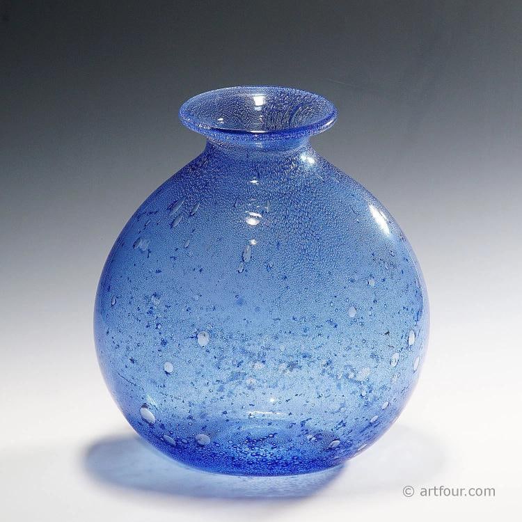 Monumental Ercole Barovier - Barovier & Toso Efeso Blue Vase 1964 - 2