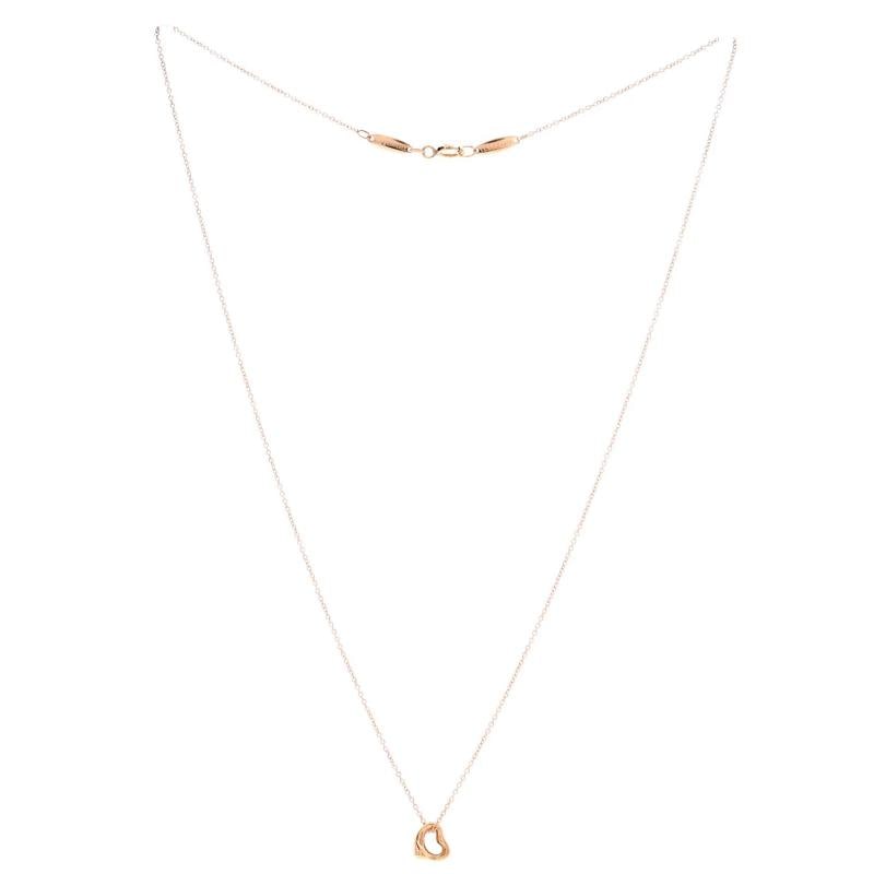 Tiffany & Co. Elsa Peretti Open Heart Pendant Necklace 18K Rose Gold 7mm - 3