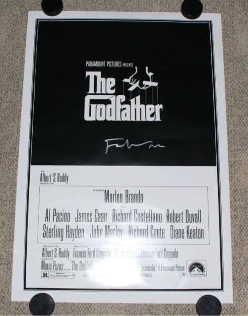 FRANCIS FORD COPPOLA SIGNED THE GODFATHER FULL-SIZE F/S MOVIE POSTER BECKETT COA - 3