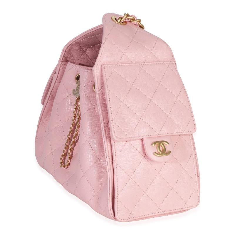 Chanel Pink Quilted Caviar Small Chanel 25 Hobo Handbag - 3