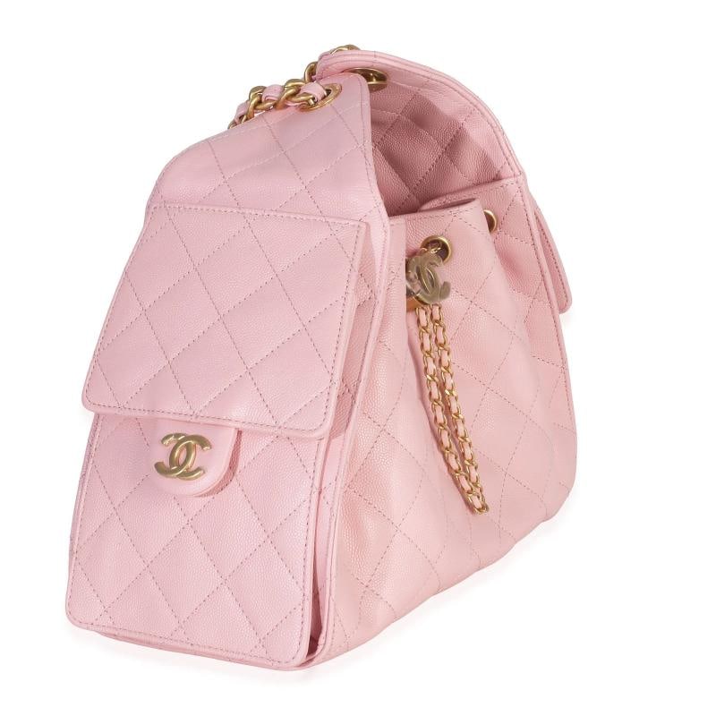 Chanel Pink Quilted Caviar Small Chanel 25 Hobo Handbag - 4