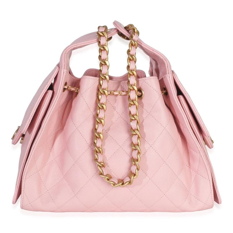 Chanel Pink Quilted Caviar Small Chanel 25 Hobo Handbag - 5