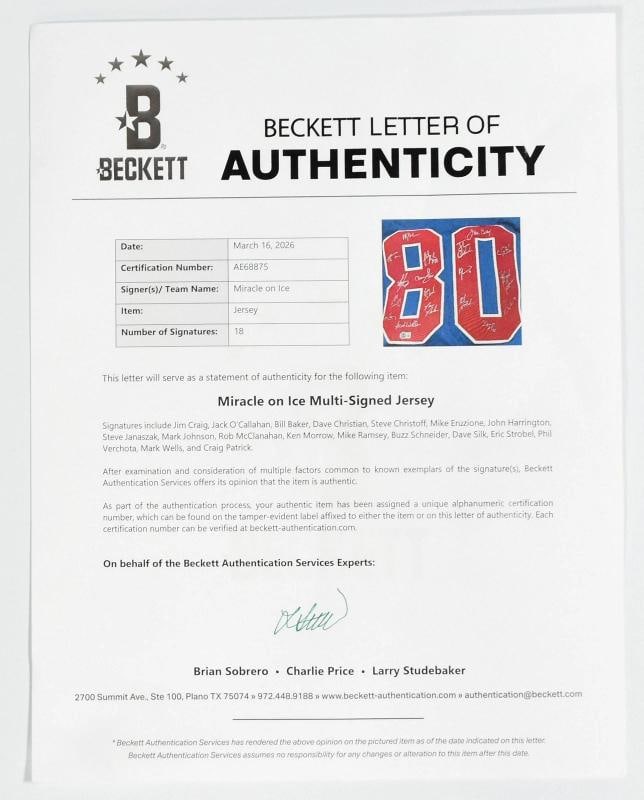 1980 Miracle on Ice Team USA Signed Blue Pro Style Jersey 18 Sigs Beckett LOA - 5