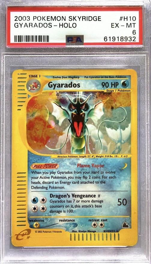 2003 POKEMON SKYRIDGE #H10 GYARADOS-HOLO PSA 6: Condition: Graded - PSA 6: Professionally graded ,Game: PokÃƒÂ©mon TCG,Set: Skyridge,Year Manufactured: 2003,Card Type: PokÃƒÂ©mon,Card Number: H10,Finish:
