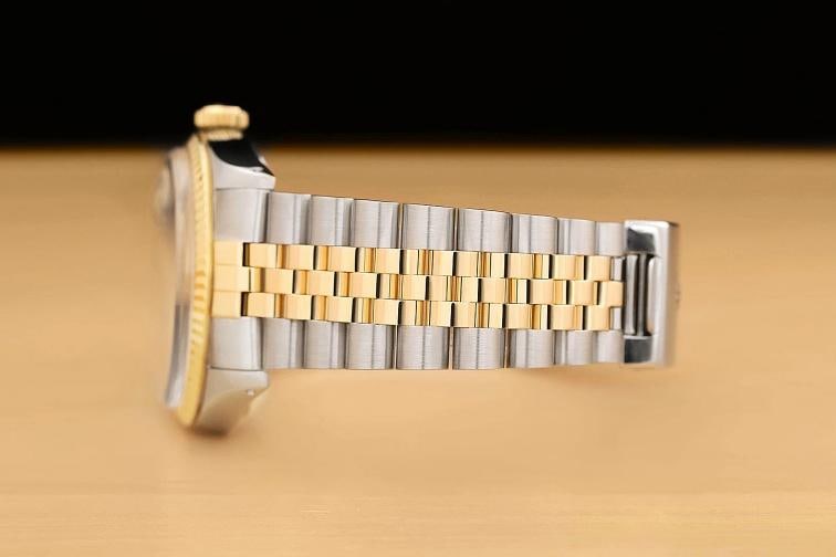ROLEX MENS DATEJUST 16013 ICE BLUE DIAMOND DIAL 18K YELLOW GOLD STEEL WATCH - 5