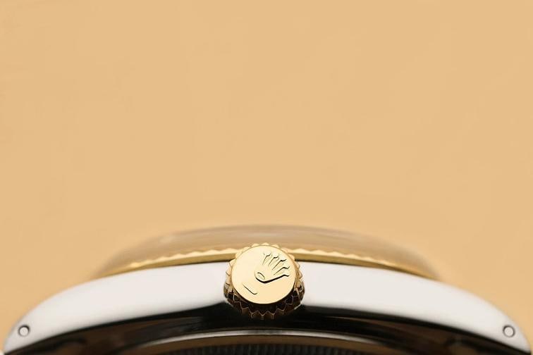 ROLEX MENS DATEJUST 16013 ICE BLUE DIAMOND DIAL 18K YELLOW GOLD STEEL WATCH - 9
