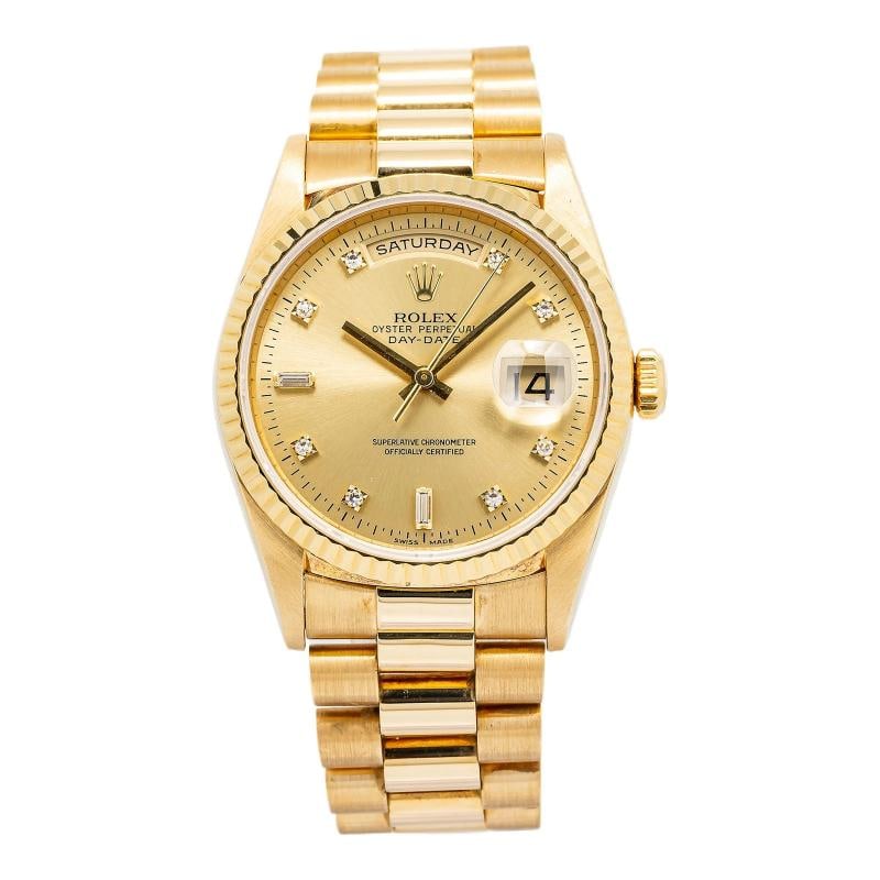 Rolex Day-Date 18238 18k YG President Factory Diamond Dial Auto Men's Watch 36mm - 2