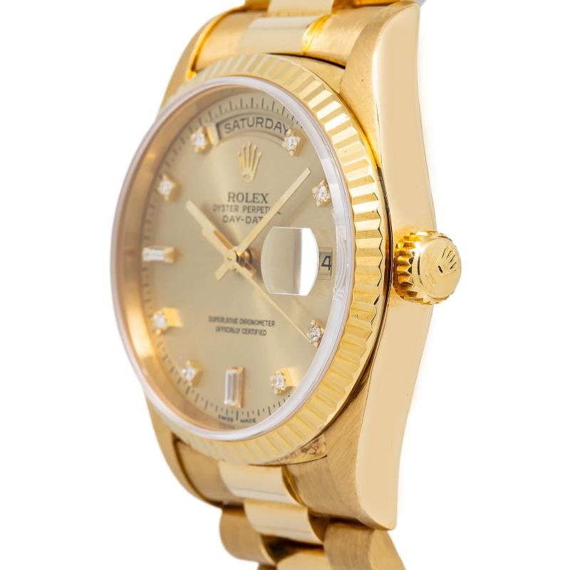 Rolex Day-Date 18238 18k YG President Factory Diamond Dial Auto Men's Watch 36mm - 3