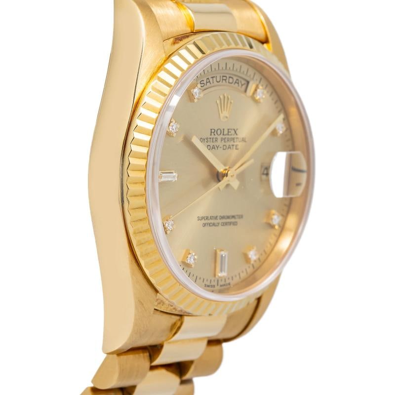 Rolex Day-Date 18238 18k YG President Factory Diamond Dial Auto Men's Watch 36mm - 4