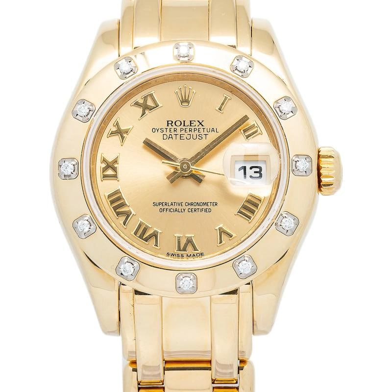 Rolex Lady-Datejust Pearlmaster 80318 Factory Diamond 18k YG Auto Women's 29mm - 2