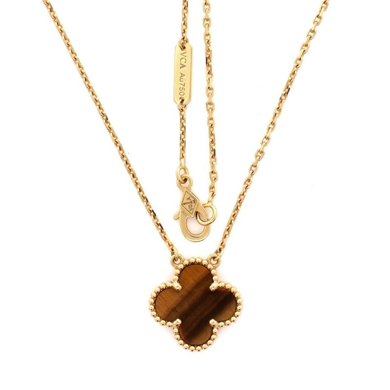 Van Cleef & Arpels Vintage Alhambra Pendant Necklace 18K Yellow Gold and Tiger - 3