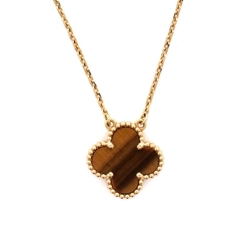 Van Cleef & Arpels Vintage Alhambra Pendant Necklace 18K Yellow Gold and Tiger - 4