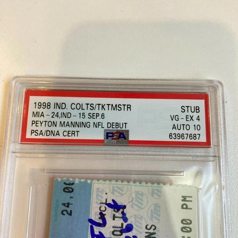 Peyton Manning Signed NFL Debut Original Ticket Sep 6, 1998 PSA DNA Pop 3! - 3