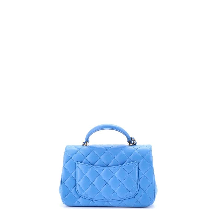 Chanel Classic Single Flap Top Handle Bag Quilted Lambskin Mini - 3