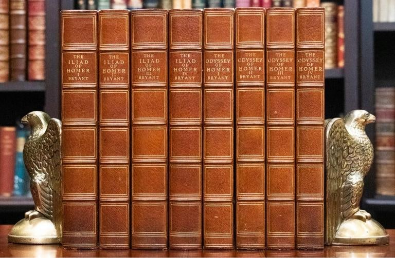 1905 The Iliad and Odyssey of Homer Large Paper Edition #310 of 600 Illustrated: Binding: Leather,Place of Publication: Boston and New York,Language: English,Special Attributes: Illustrated, Limited Edition, 10" Tall, Numered, Fine Leather Binding, Great Condition,Author: Homer,Pu