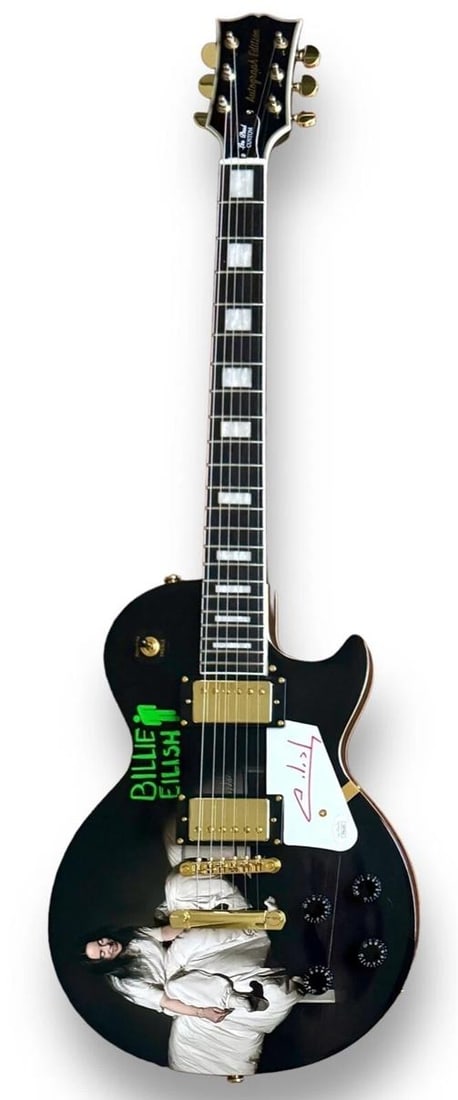 Billie Eilish Signed Guitar Custom Graphics JSA COA Bad Guy Lunch - 3