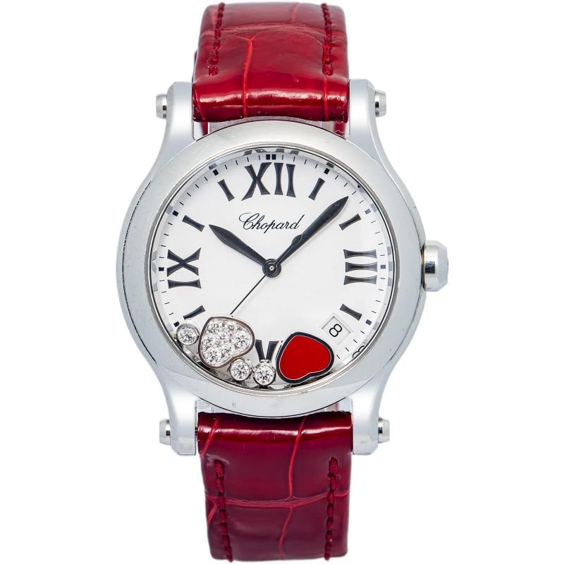 Chopard Happy Sport 8582 SS Floating Heart Diamond Dial Quartz Ladies 36MM: Condition: Pre-owned - Good: This item has been gently used but is in good condition. It might have a few signs of wear, like light scratches or tarnishing. ,Brand: Chopard,Movement: Quartz,WARRANTY: 