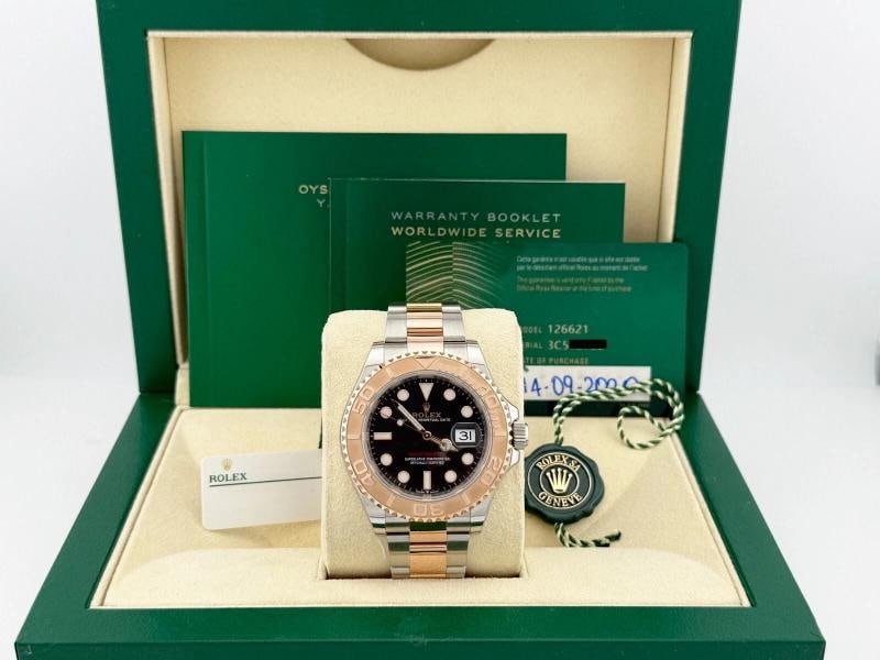 Rolex Yacht Master 126621 40mm Black Dial 18K Rose Gold Steel Box Paper 2020: Condition: Pre-owned - Good,Country of Origin: Switzerland,Bezel Color: Gold, Rose,Year Manufactured: 2020-Now,Band/Strap: Rolex Oyster,Case Color: Silver,Department: Men,Watch Shape: Round,Style: Cas